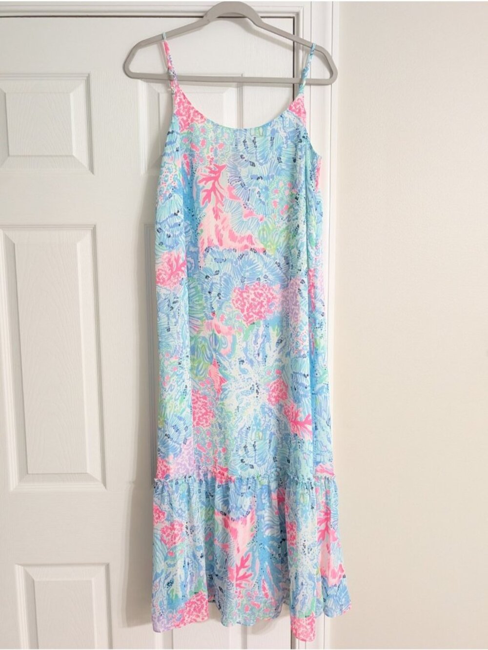 Lilly Pulitzer Womens Size S Winni Sink Or Swim Vibrant Blue Pink Maxi Dress